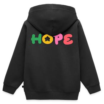 Espoir, pensée positive - Sweat Premium à capuche zippé enfant bio - noir - Dos - AI Model Kid Male (0cm)