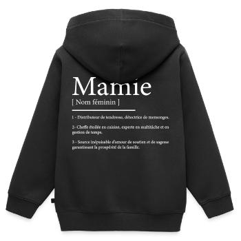 Mamie définition - Sweat Premium à capuche zippé enfant bio - noir - Dos - AI Model Kid Male (0cm)