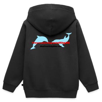 Dolphin Conspiracy Theory - Kids Premium Organic Zip-up Hoodie - black - Back - AI Model Kid Male (0cm)