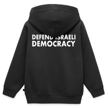 Defend israeli democracy - Kids Premium Organic Zip-up Hoodie - black - Back - AI Model Kid Male (0cm)