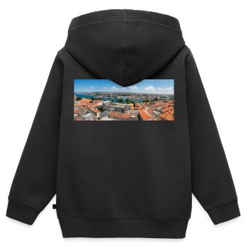 Stadtbild Altstadt von Zadar im Bundesstaat Zadar - Kinder Premium Organic Zip Hoodie - Schwarz - Hinten - AI Model Kid Male (0cm)