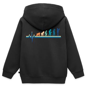 Évolution battement de cœur Réseaux sociaux - Sweat Premium à capuche zippé enfant bio - noir - Dos - AI Model Kid Male (0cm)