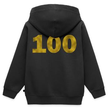 Anniversaire 100 ans - Sweat Premium à capuche zippé enfant bio - noir - Dos - AI Model Kid Male (0cm)