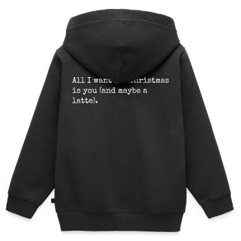 All I want for Christmas is you and maybe a latte - Kids Premium Organic Zip-up Hoodie - black - Back - AI Model Kid Male (0cm)