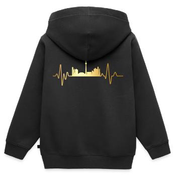 Herzschlag Toronto - Kinder Premium Organic Zip Hoodie - Schwarz - Hinten - AI Model Kid Male (0cm)