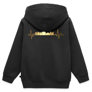 Herzschlag Brüssel - Kinder Premium Organic Zip Hoodie - Schwarz - Hinten - AI Model Kid Male (0cm)