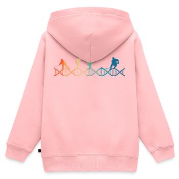 Le hockey est dans mon ADN - Sweat Premium à capuche zippé enfant bio - rose - Dos - AI Model Kid Female (0cm)