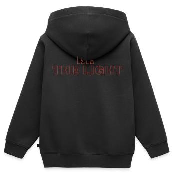 Be the Light - Kinder Premium Organic Zip Hoodie - Schwarz - Hinten - AI Model Kid Male (0cm)