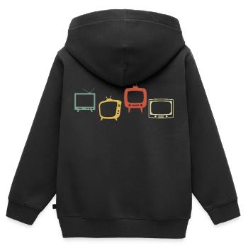 télévision rétro vintage - Sweat Premium à capuche zippé enfant bio - noir - Dos - AI Model Kid Male (0cm)
