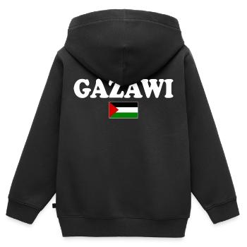 Gazawi gaza - Kinder Premium Organic Zip Hoodie - Schwarz - Hinten - AI Model Kid Male (0cm)