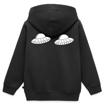 ufo 2 - Kinder Premium Organic Zip Hoodie - Schwarz - Hinten - AI Model Kid Male (0cm)