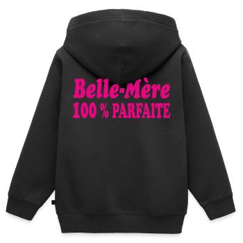 Belle Mère PARFAITE - Sweat Premium à capuche zippé enfant bio - noir - Dos - AI Model Kid Male (0cm)