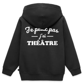 Ich kann kein Theater haben - Kinder Premium Organic Zip Hoodie - Schwarz - Hinten - AI Model Kid Male (0cm)