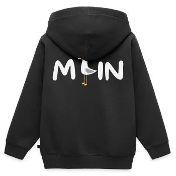 MOIN mit Möwe - Kinder Premium Organic Zip Hoodie - Schwarz - Hinten - AI Model Kid Male (0cm)