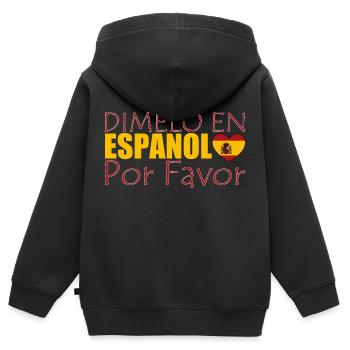 Espagnol Professeur d’espagnol Langue - Sweat Premium à capuche zippé enfant bio - noir - Dos - AI Model Kid Male (0cm)