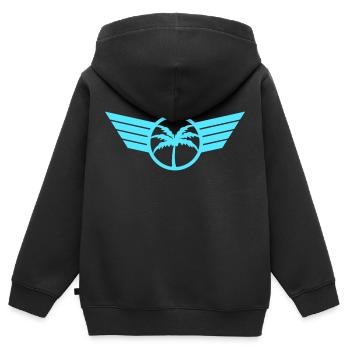 Palme Logo Flügel Wappen Emblem Symbol Sonne Blau - Kinder Premium Organic Zip Hoodie - Schwarz - Hinten - AI Model Kid Male (0cm)