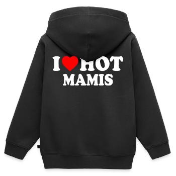 I love hot mamis - Sweat Premium à capuche zippé enfant bio - noir - Dos - AI Model Kid Male (0cm)