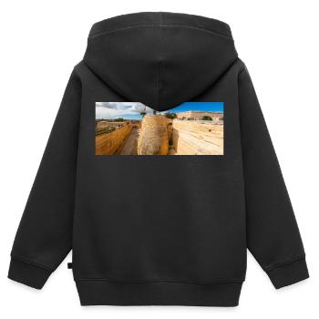 Valletta (il-Belt Valletta) massive Festung - Kinder Premium Organic Zip Hoodie - Schwarz - Hinten - AI Model Kid Male (0cm)