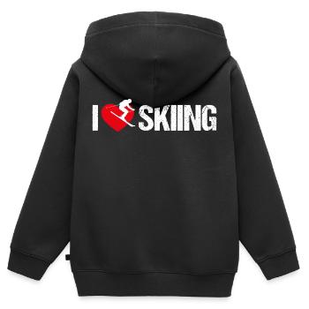 I love skiing - Kinder Premium Organic Zip Hoodie - Schwarz - Hinten - AI Model Kid Male (0cm)