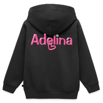 Adelina Name Balloon Police - Sweat Premium à capuche zippé enfant bio - noir - Dos - AI Model Kid Male (0cm)