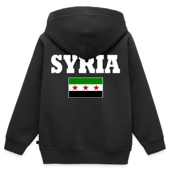 syrien flagge - Kinder Premium Organic Zip Hoodie - Schwarz - Hinten - AI Model Kid Male (0cm)