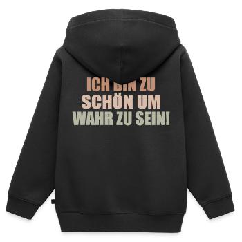 trop beau pour être vrai Égocentrique Égoïste Égoïste - Sweat Premium à capuche zippé enfant bio - noir - Dos - AI Model Kid Male (0cm)