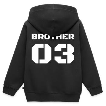 Third Brother Design - Brother No. 3 - Kids Premium Organic Zip-up Hoodie - black - Back - AI Model Kid Male (0cm)