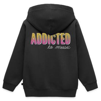 Accro à la musique / accro à la musique - Sweat Premium à capuche zippé enfant bio - noir - Dos - AI Model Kid Male (0cm)