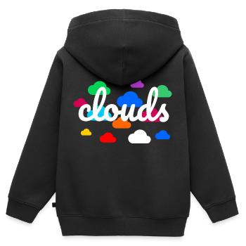Nuages colorés - Sweat Premium à capuche zippé enfant bio - noir - Dos - AI Model Kid Male (0cm)