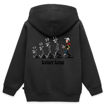 Lucky Luke Verhaftet Dalton Brüder - Kinder Premium Organic Zip Hoodie - Schwarz - Hinten - AI Model Kid Male (0cm)