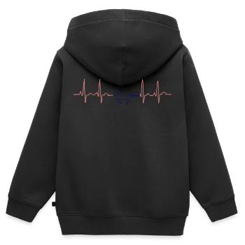 EKG-Kurve Pferd - Kinder Premium Organic Zip Hoodie - Schwarz - Hinten - AI Model Kid Male (0cm)