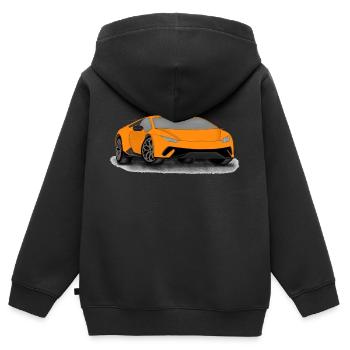 Sportwagen als digitale Zeichnung mit Asphalt - Kinder Premium Organic Zip Hoodie - Schwarz - Hinten - AI Model Kid Male (0cm)