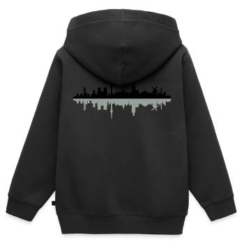 Skyline Duisburg - Kinder Premium Organic Zip Hoodie - Schwarz - Hinten - AI Model Kid Male (0cm)