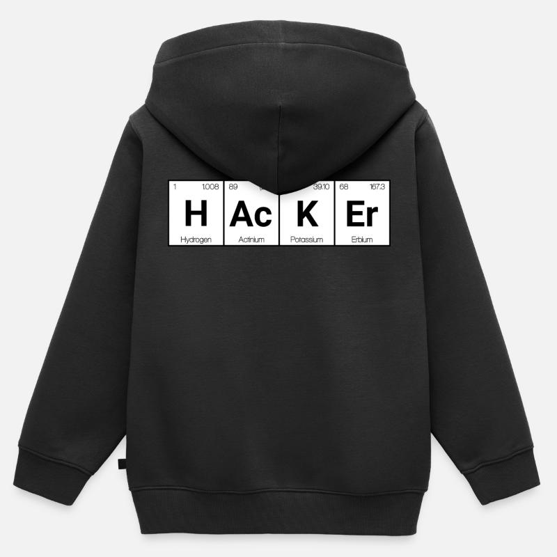 Hacker - Kinder Premium Organic Zip Hoodie - Schwarz