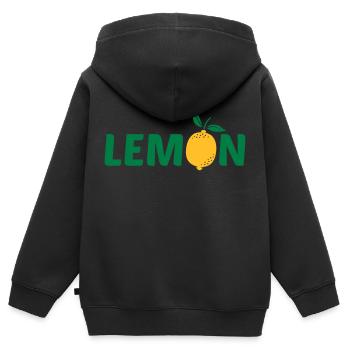 Création de logo LEMON - Sweat Premium à capuche zippé enfant bio - noir - Dos - AI Model Kid Male (0cm)
