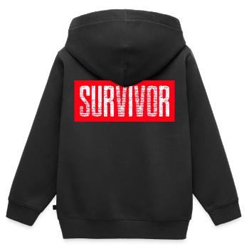 Survivor Design rot - Kinder Premium Organic Zip Hoodie - Schwarz - Hinten - AI Model Kid Male (0cm)