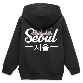 Kpop Seoul Korea Südkorea K-Pop Geschenk Spruch - Kinder Premium Organic Zip Hoodie - Schwarz - Hinten - AI Model Kid Male (0cm)