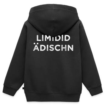 Limited Edition - saxonne - Limidid Édischn - Sweat Premium à capuche zippé enfant bio - noir - Dos - AI Model Kid Male (0cm)