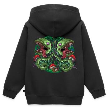 Cadeau de jardinier de plantes carnivores - Sweat Premium à capuche zippé enfant bio - noir - Dos - AI Model Kid Male (0cm)