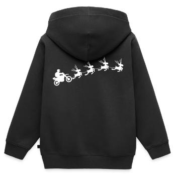 Motard de Noël - Sweat Premium à capuche zippé enfant bio - noir - Dos - AI Model Kid Male (0cm)