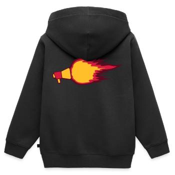 Feuer Flamme Megafon Symbol - Kinder Premium Organic Zip Hoodie - Schwarz - Hinten - AI Model Kid Male (0cm)