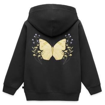 Papillon avec des fleurs - Sweat Premium à capuche zippé enfant bio - noir - Dos - AI Model Kid Male (0cm)