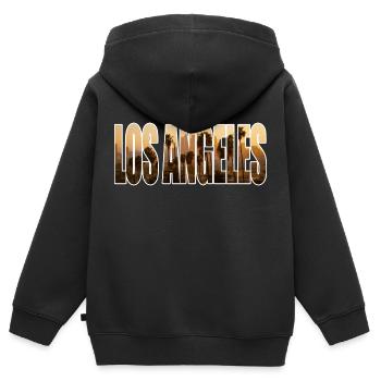 los angeles - Kinder Premium Organic Zip Hoodie - Schwarz - Hinten - AI Model Kid Male (0cm)