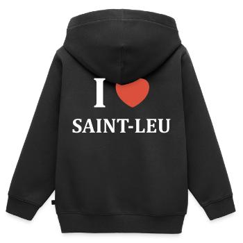 i love Saint Leu - Sweat Premium à capuche zippé enfant bio - noir - Dos - AI Model Kid Male (0cm)