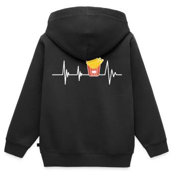 ligne de vie et frites - Sweat Premium à capuche zippé enfant bio - noir - Dos - AI Model Kid Male (0cm)