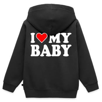 I love my baby - Kinder Premium Organic Zip Hoodie - Schwarz - Hinten - AI Model Kid Male (0cm)