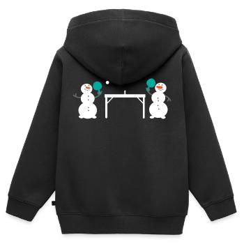 Schneemann Tischtennis Schneeball - Kinder Premium Organic Zip Hoodie - Schwarz - Hinten - AI Model Kid Male (0cm)