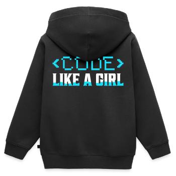 Programmeur de codage Code Like A Girl - Sweat Premium à capuche zippé enfant bio - noir - Dos - AI Model Kid Male (0cm)