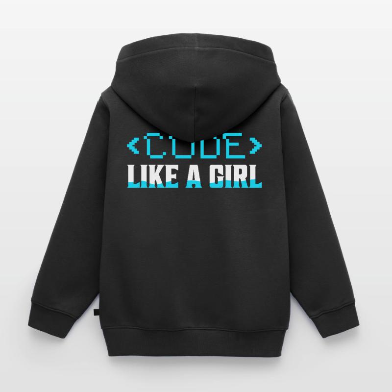 Code Like A Girl Coding Programmer Kids Premium Organic Zip-up Hoodie
