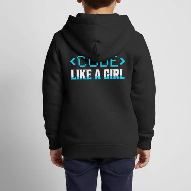Code Like A Girl Coding Programmer Kids Premium Organic Zip-up Hoodie